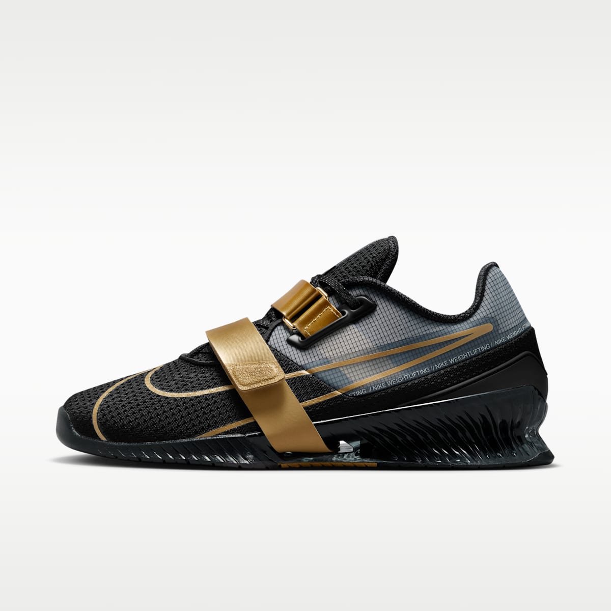 Nike Romaleos 4 Weightlifting Shoes - Black/Metallic Gold/White/Metallic Gold - Image 1