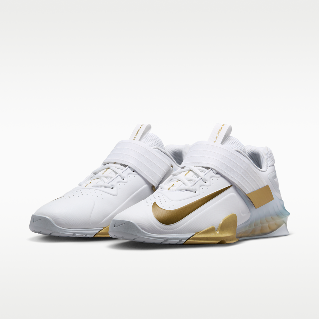 Women's Nike Savaleos Weightlifting Shoes - White/Wolf Grey/Metallic Gold