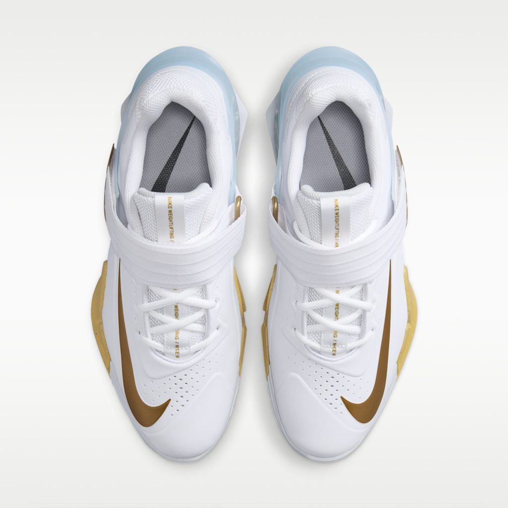 Women's Nike Savaleos Weightlifting Shoes - White/Wolf Grey/Metallic Gold