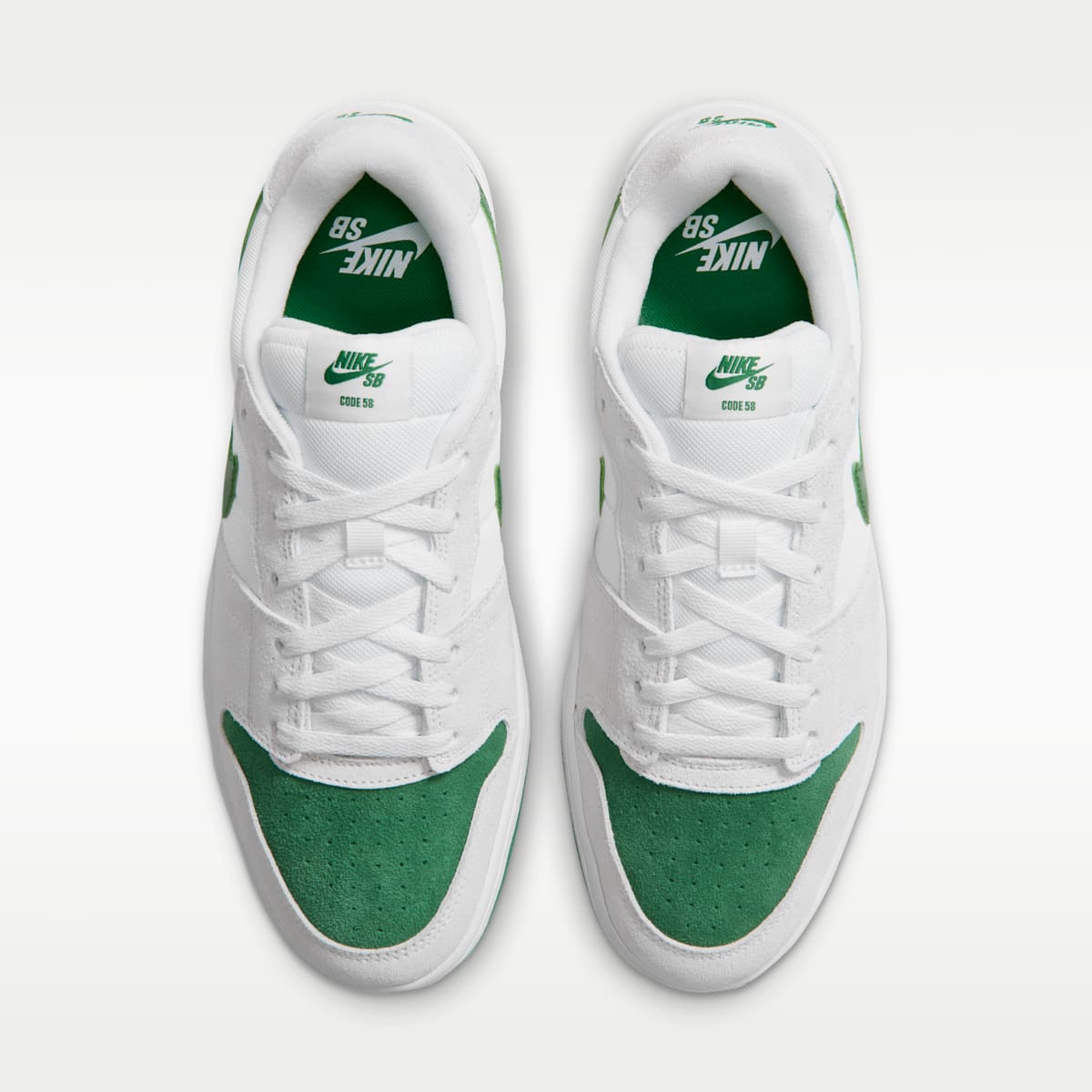 Nike SB Code 58 Skate Shoes - White/Summit White/Pine Green/Pine Green - Image 4