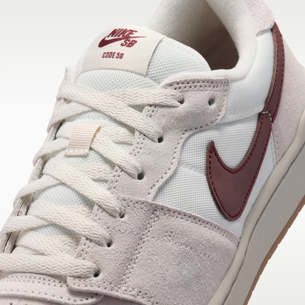Nike SB Code 58 Skate Shoes - Summit White/Phantom/Gum Light Brown/Mystic Dates - Image 7