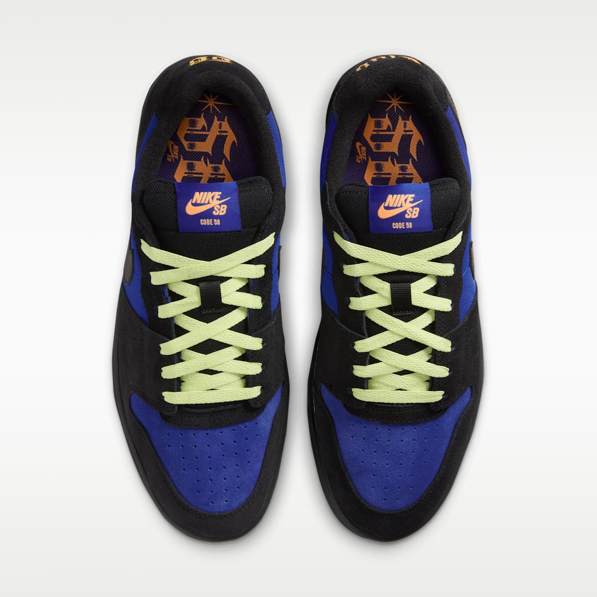 Nike SB Code 58 Skate Shoes - Racer Blue/Black/Light Lemon Twist/Black - Image 4
