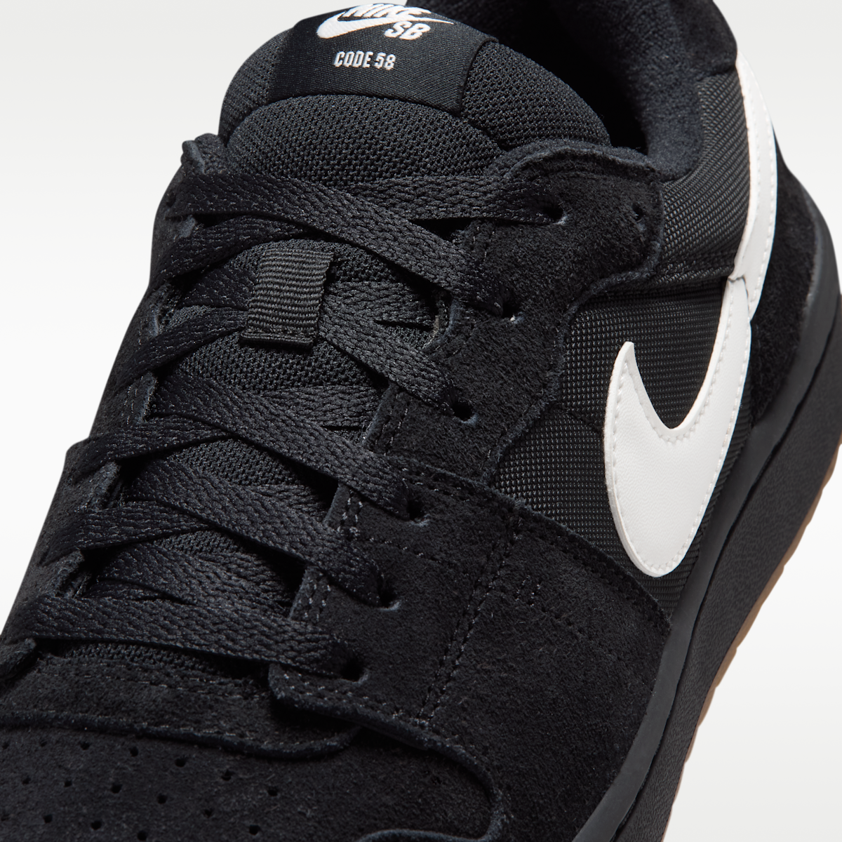 Women's Nike SB Code 58 Skate Shoes - Black/Black/Gum Light Brown/Summit White