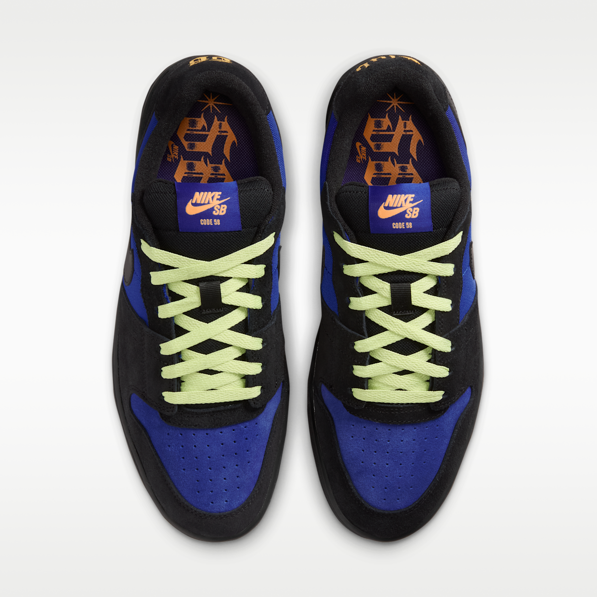 Women's Nike SB Code 58 Skate Shoes - Racer Blue/Black/Light Lemon Twist/Black
