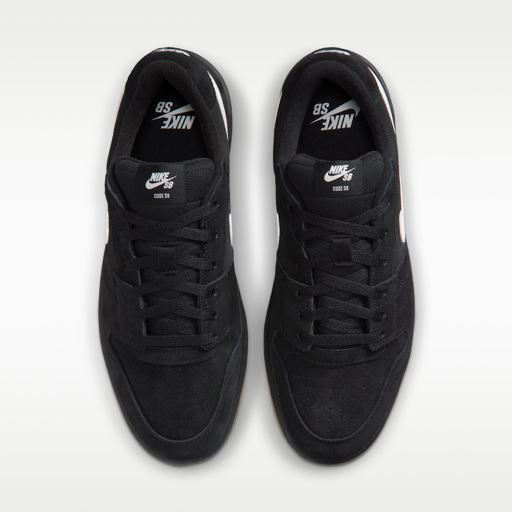 Women's Nike SB Code 58 Skate Shoes - Black/Black/Gum Light Brown/Summit White