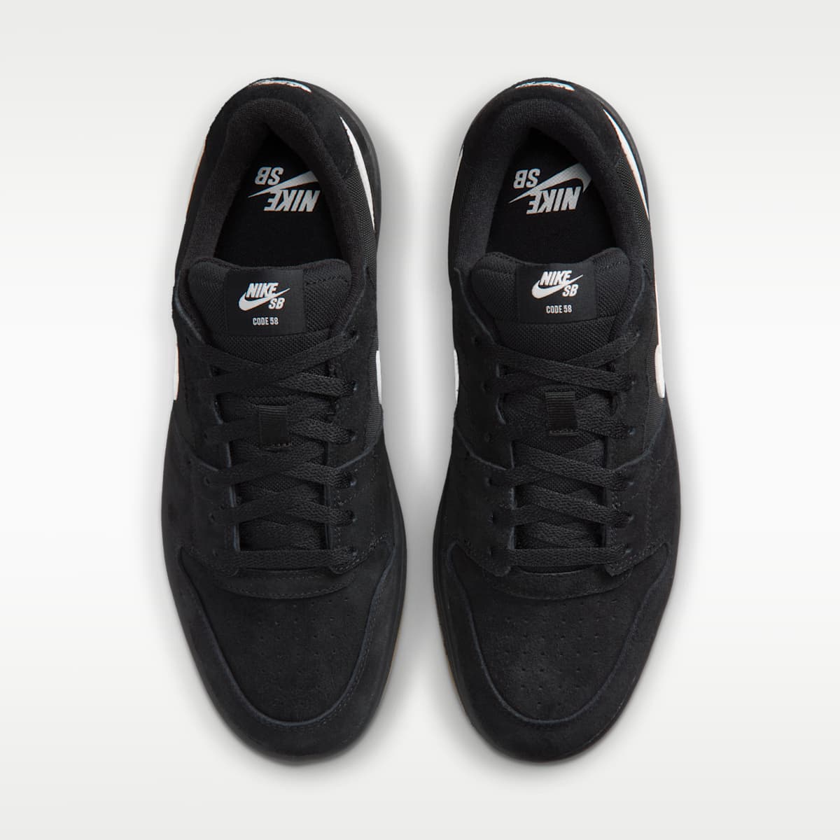 Nike SB Code 58 Skate Shoes - Black/Black/Gum Light Brown/Summit White - Image 4