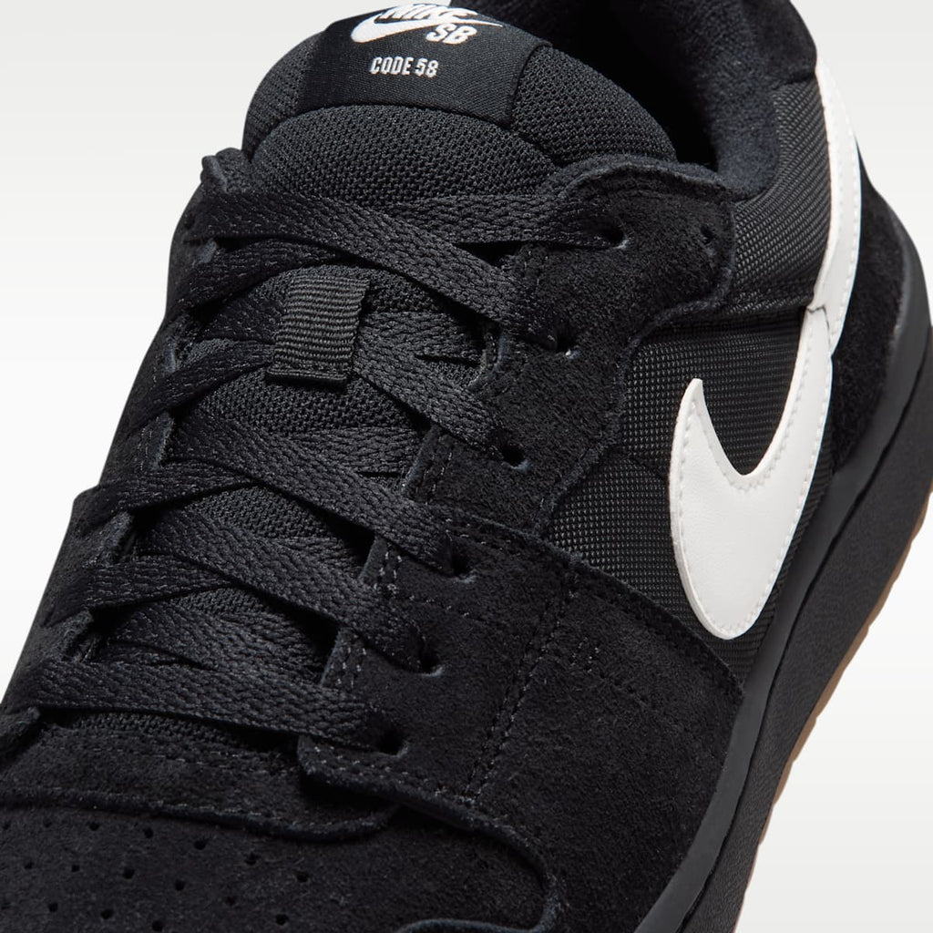 Nike SB Code 58 Skate Shoes - Black/Black/Gum Light Brown/Summit White - Image 7