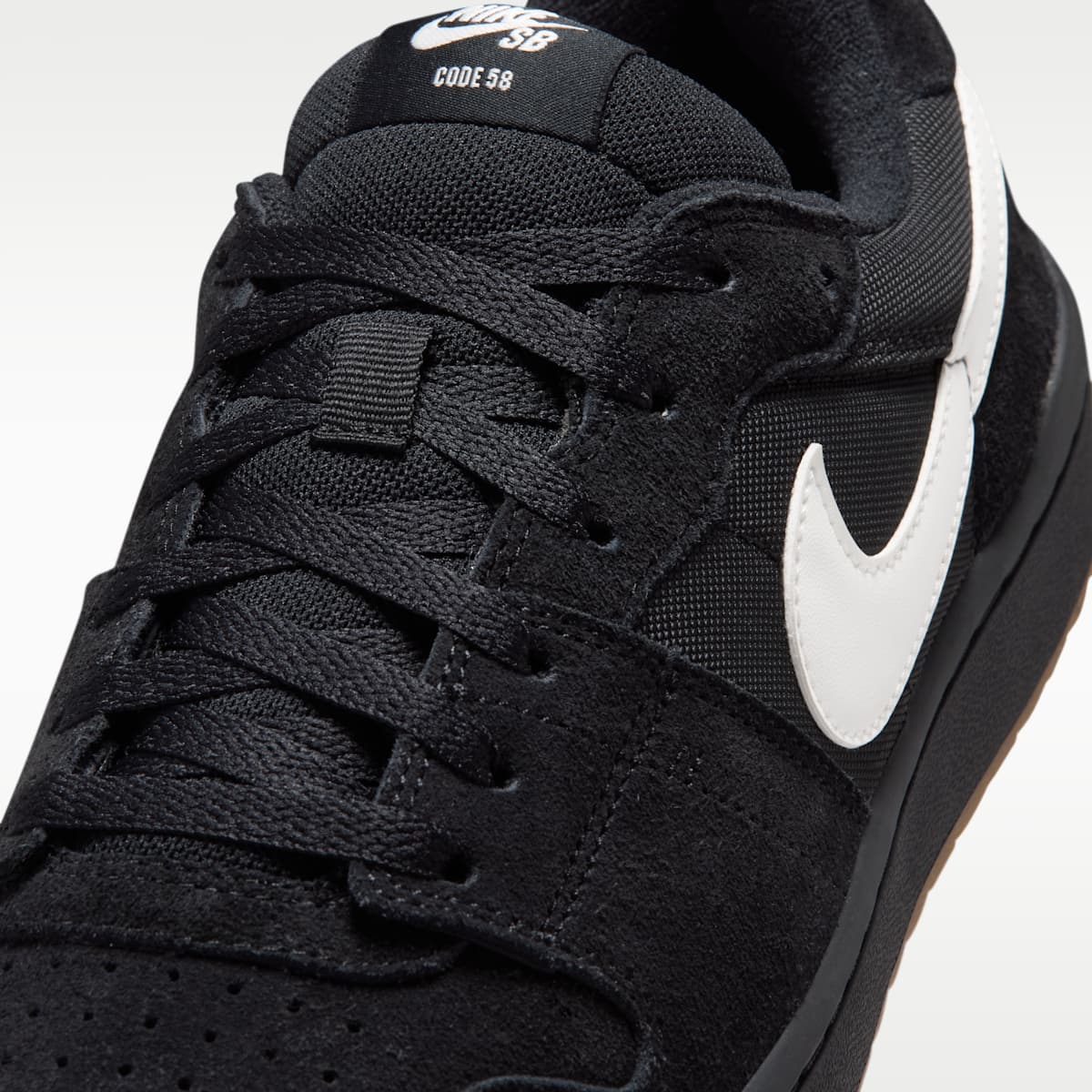 Nike SB Code 58 Skate Shoes - Black/Black/Gum Light Brown/Summit White - Image 7