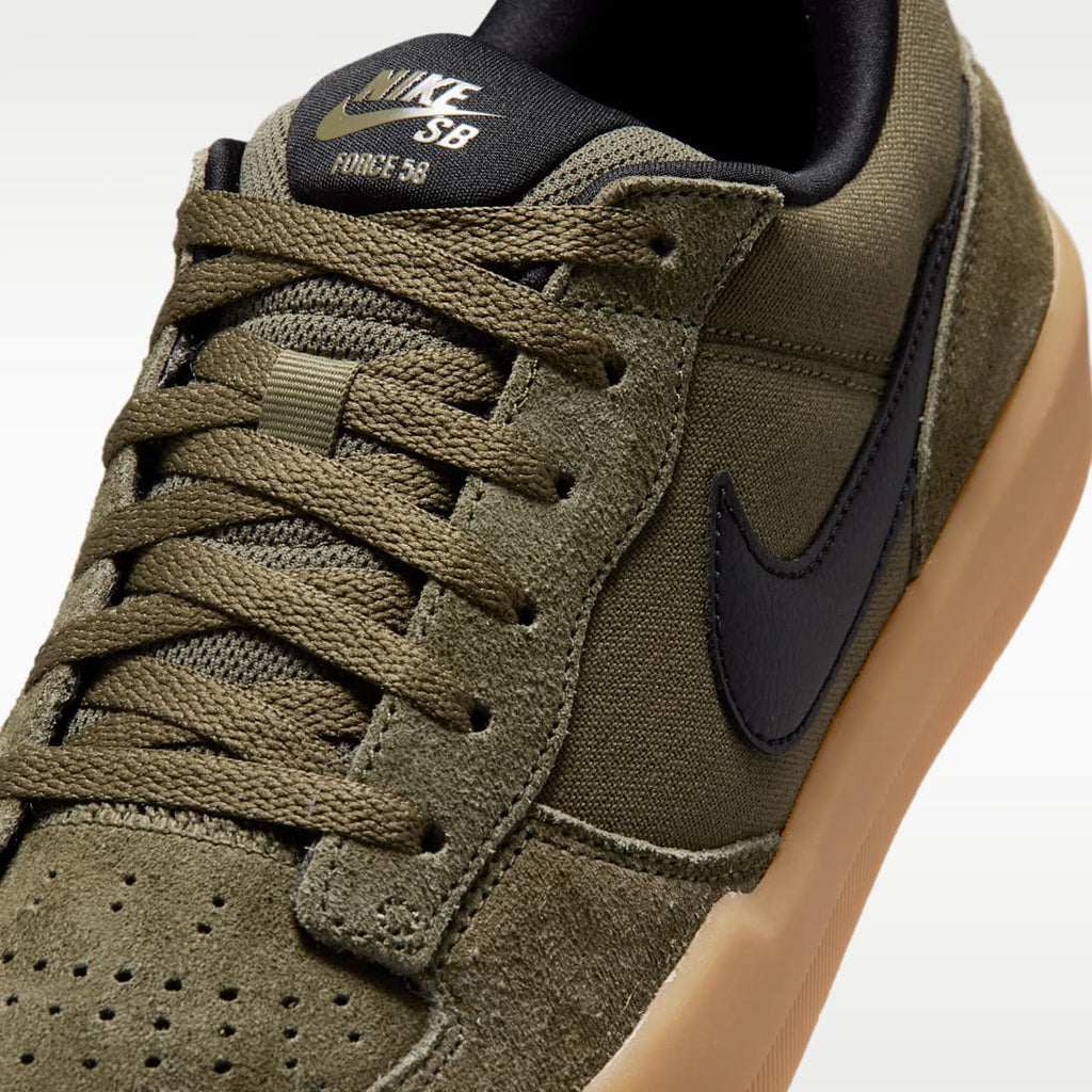 Nike SB Force 58 Skate Shoes - Medium Olive/Medium Olive/Gum Light Brown/Black - Image 7