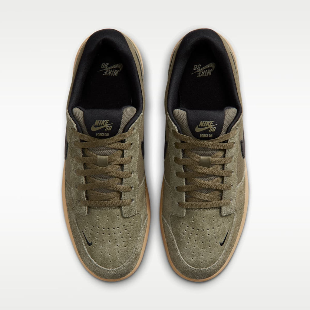 Nike SB Force 58 Skate Shoes - Medium Olive/Medium Olive/Gum Light Brown/Black - Image 4