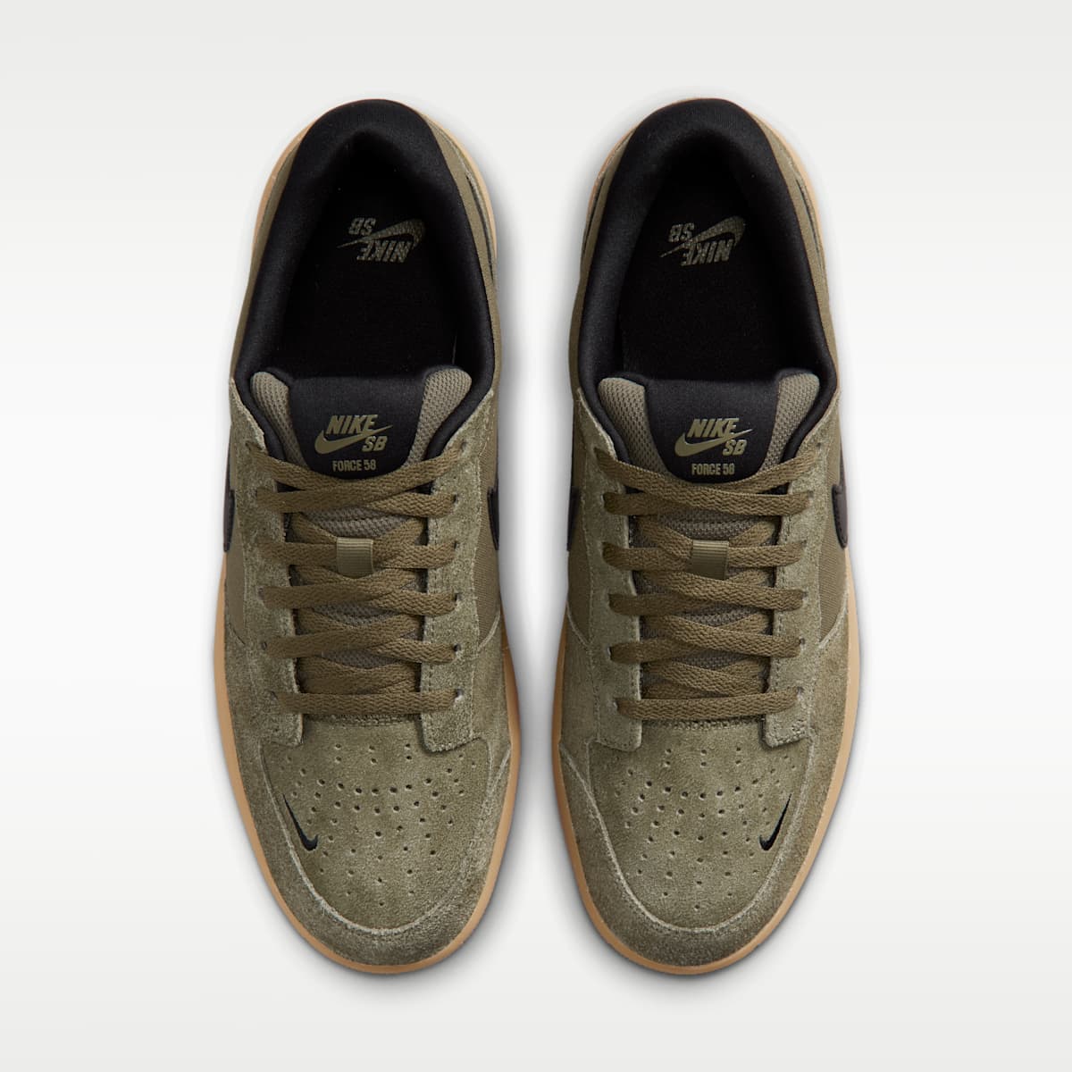 Nike SB Force 58 Skate Shoes - Medium Olive/Medium Olive/Gum Light Brown/Black - Image 4