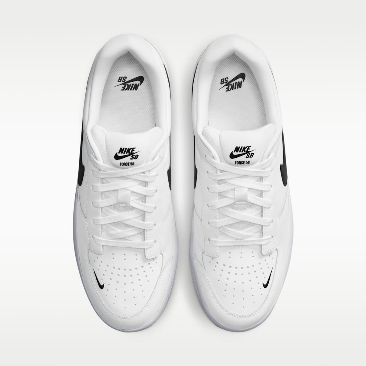 Nike SB Force 58 Premium Skate Shoes - White/White/White/Black - Image 4
