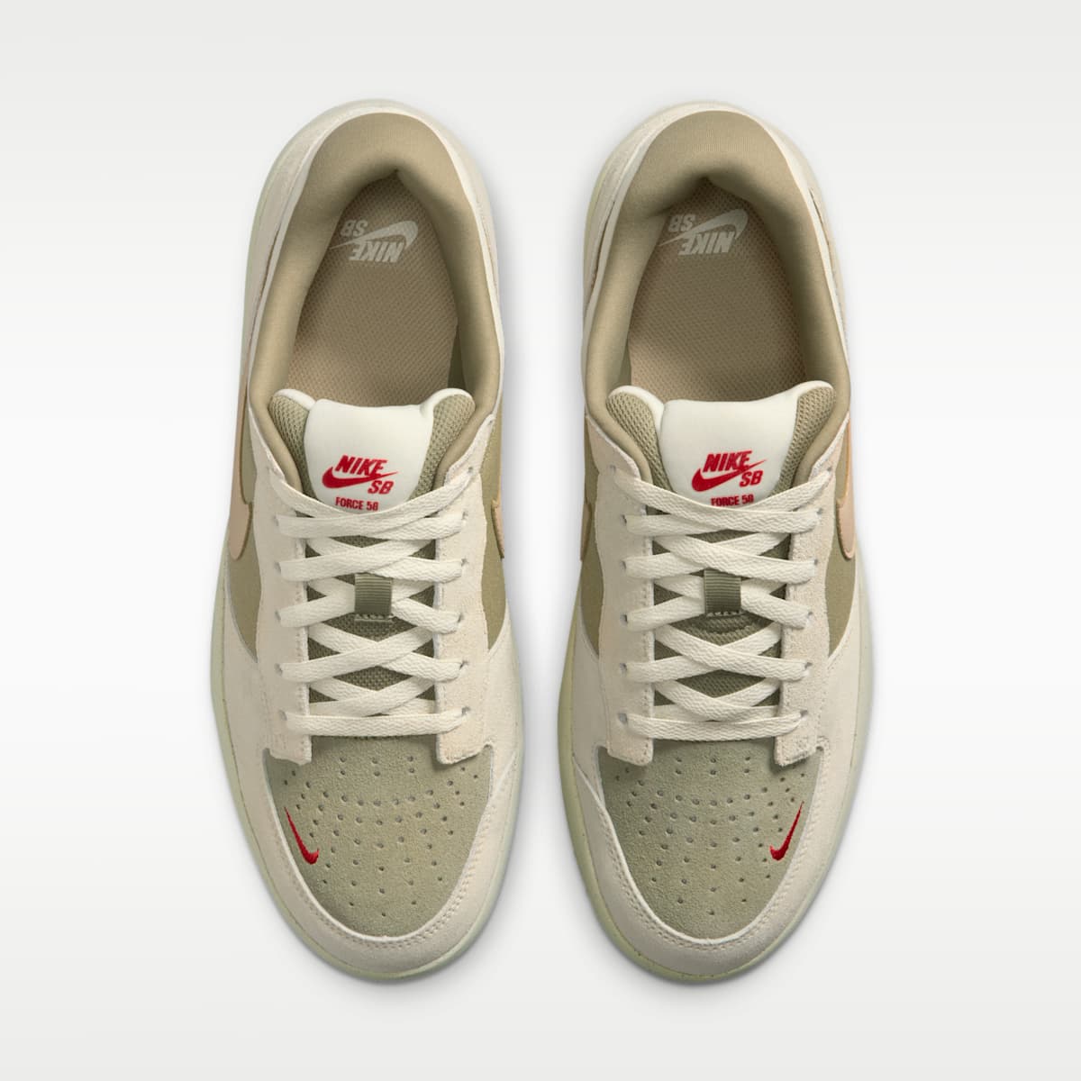 Nike SB Force 58 Skate Shoes - Coconut Milk/Neutral Olive/University Red/Linen - Image 4