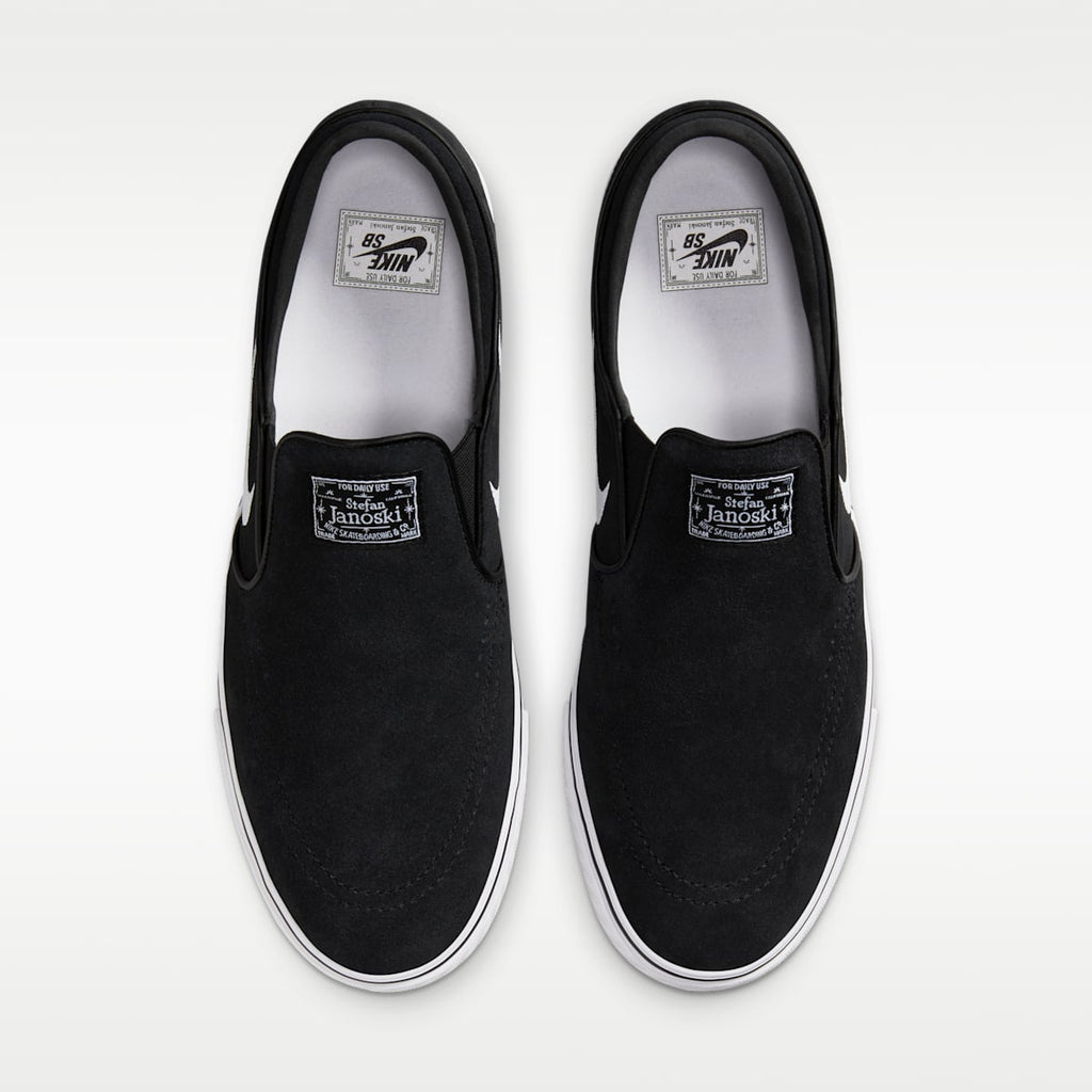 Nike SB Janoski+ Slip Skate Shoes - Black/Black/Black/White - Image 4