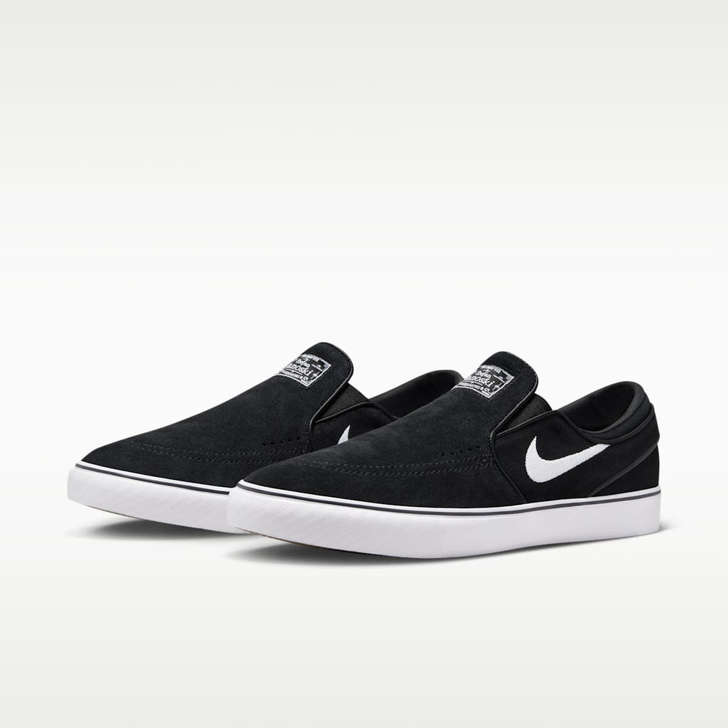 Nike SB Janoski+ Slip Skate Shoes - Black/Black/Black/White - Image 5