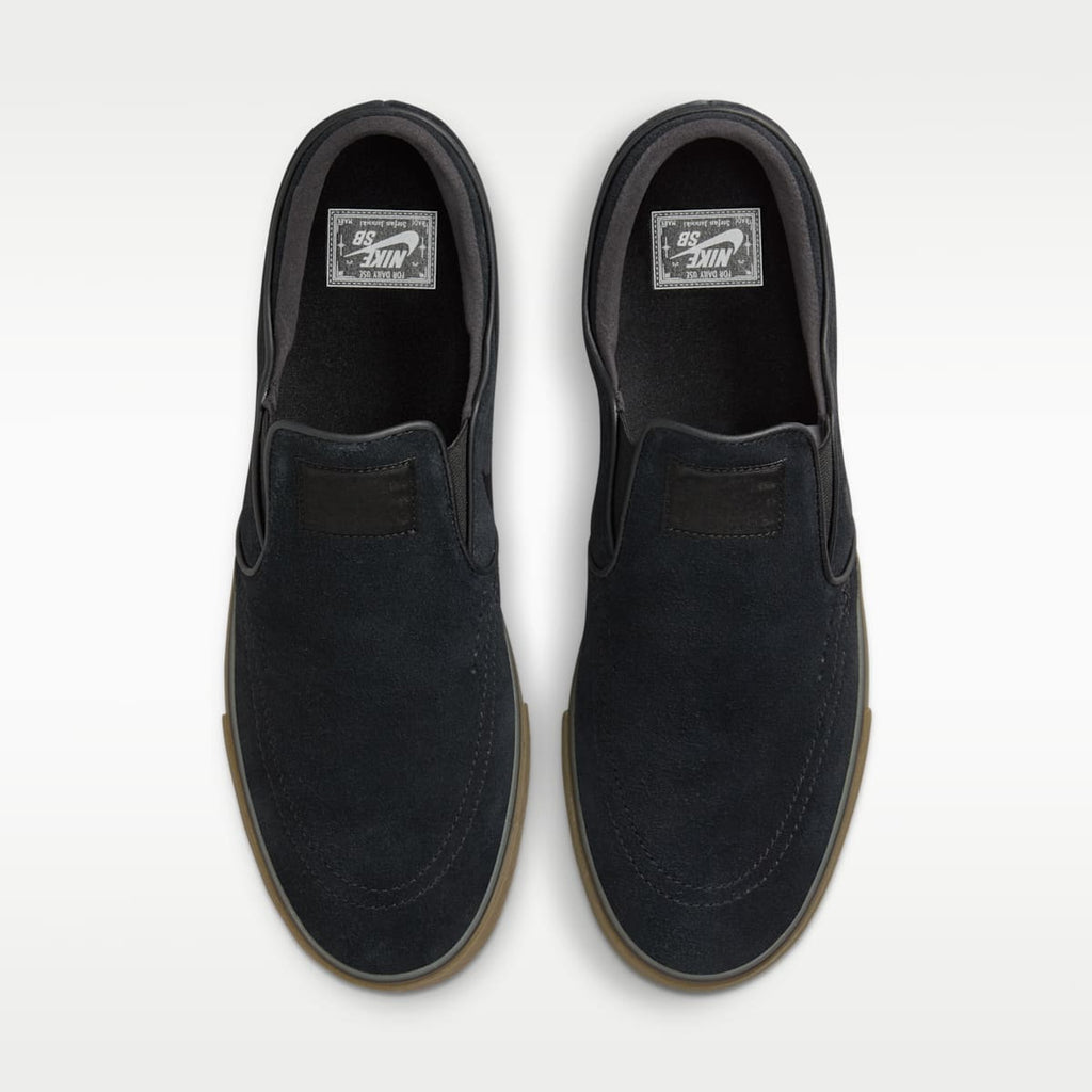 Nike SB Janoski+ Slip Skate Shoes - Black/Black/Gum Light Brown/Black - Image 4