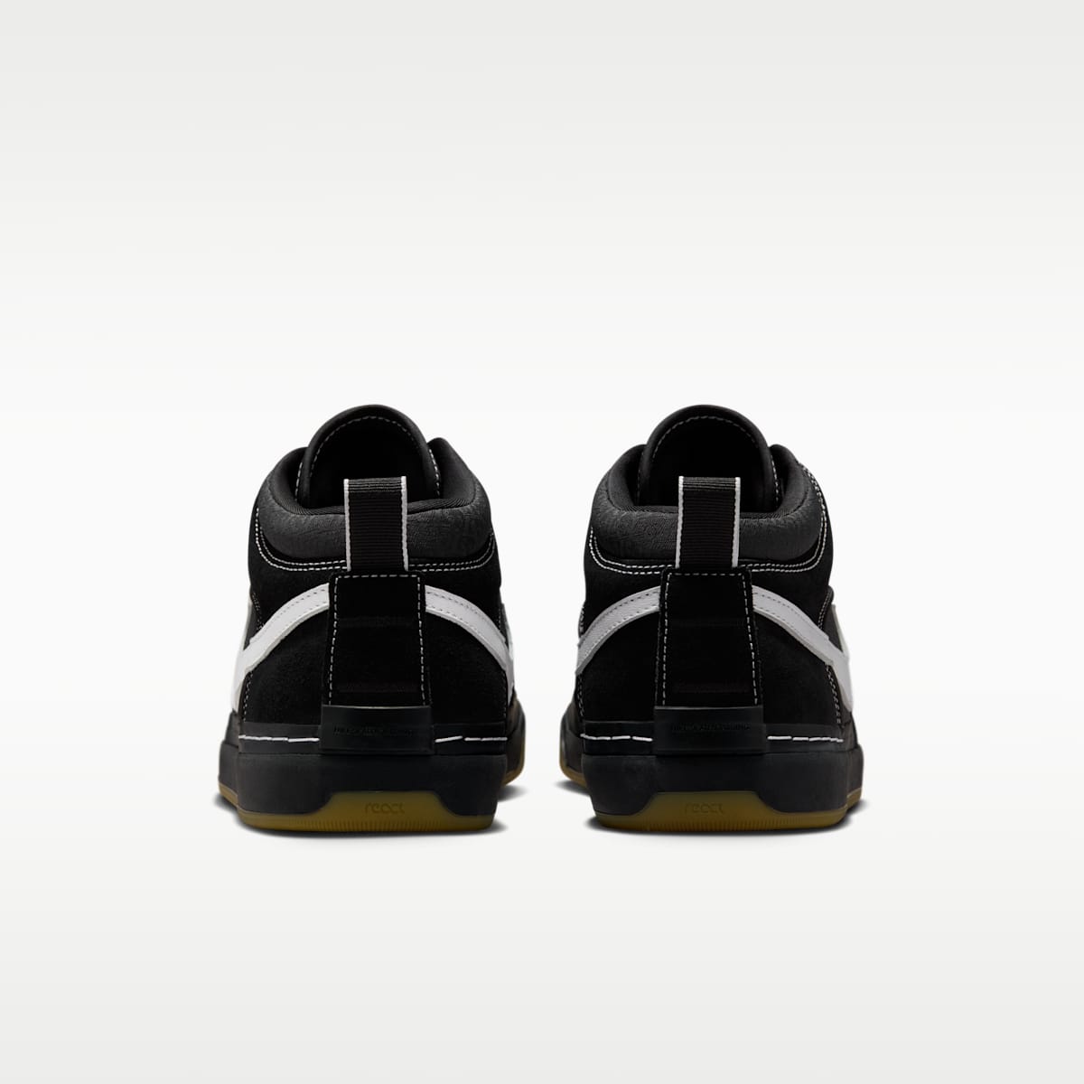 Nike SB React Leo Skate Shoes - Black/Black/Gum Light Brown/White - Image 6