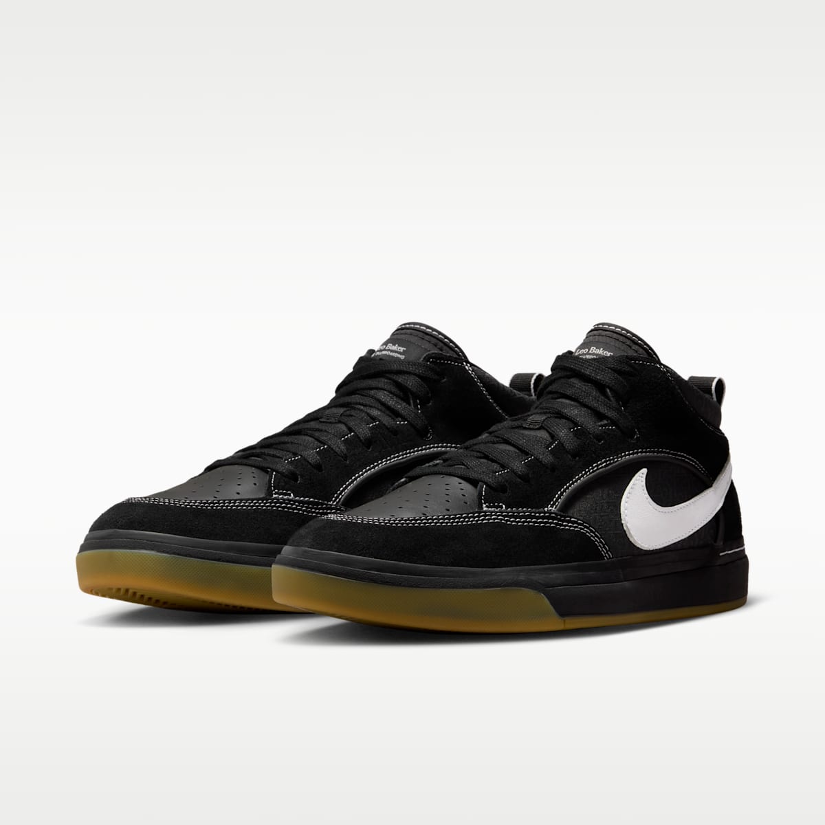 Women's Nike SB React Leo Skate Shoes - Black/Black/Gum Light Brown/White
