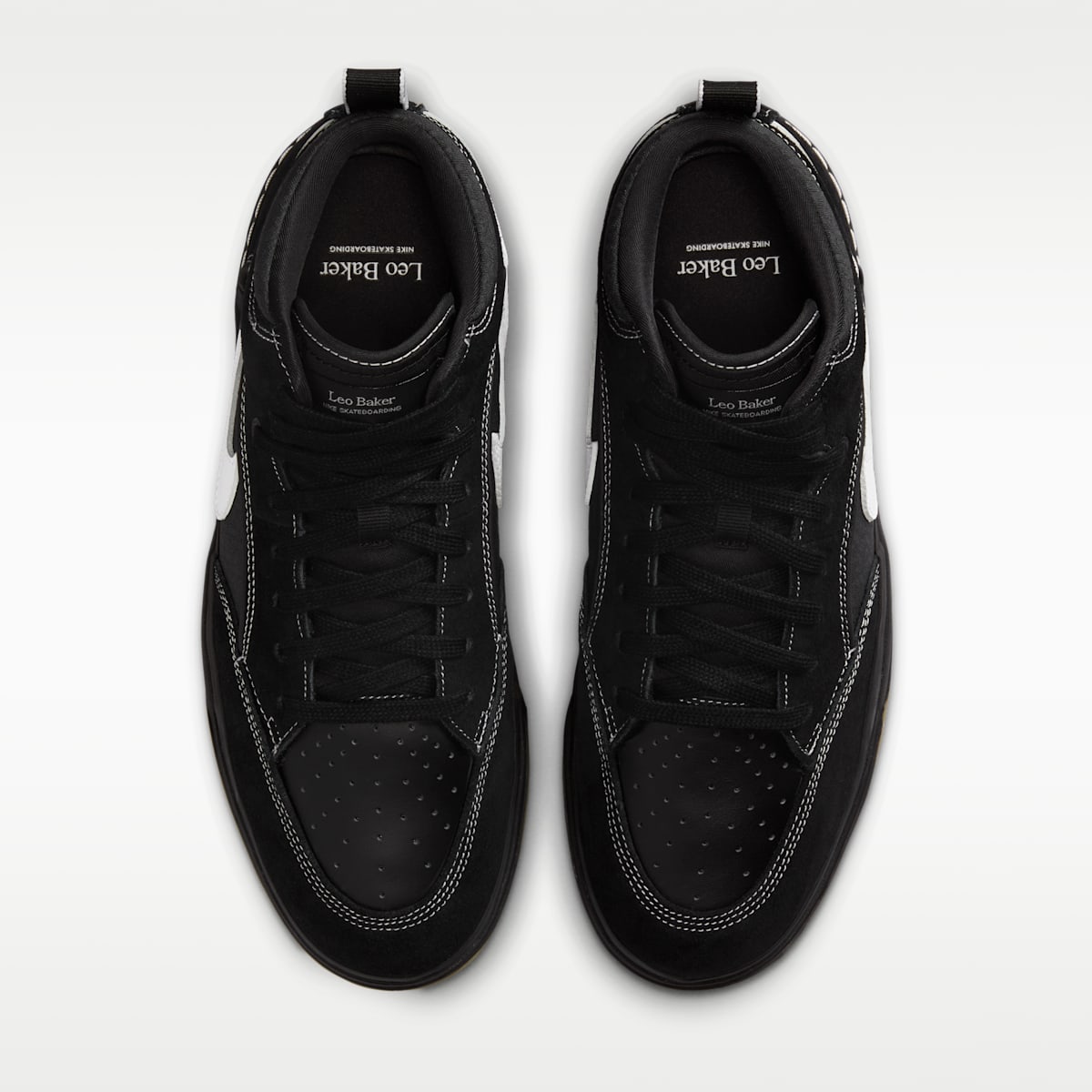 Women's Nike SB React Leo Skate Shoes - Black/Black/Gum Light Brown/White