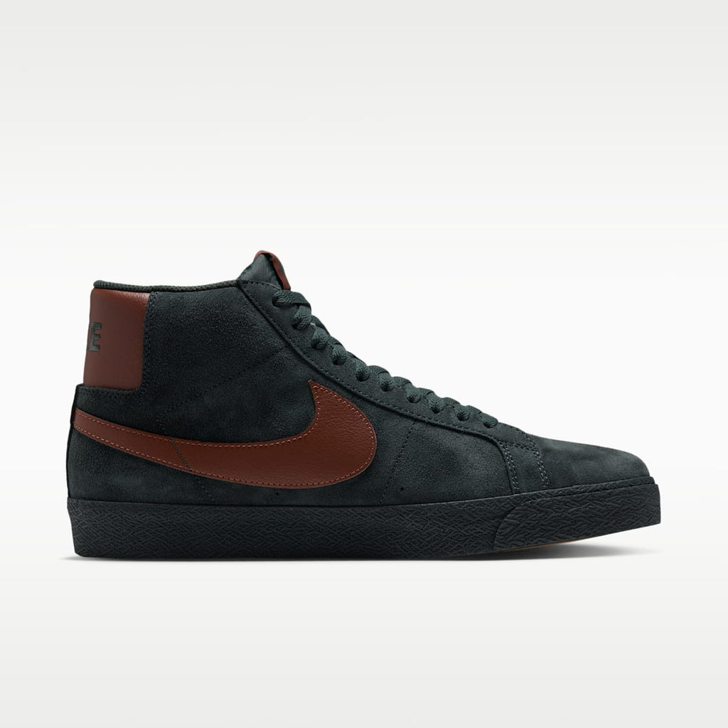 Women's Nike SB Zoom Blazer Mid Skate Shoes - Black Spruce/Black Spruce/Gum Medium Brown/Corduroy Brown