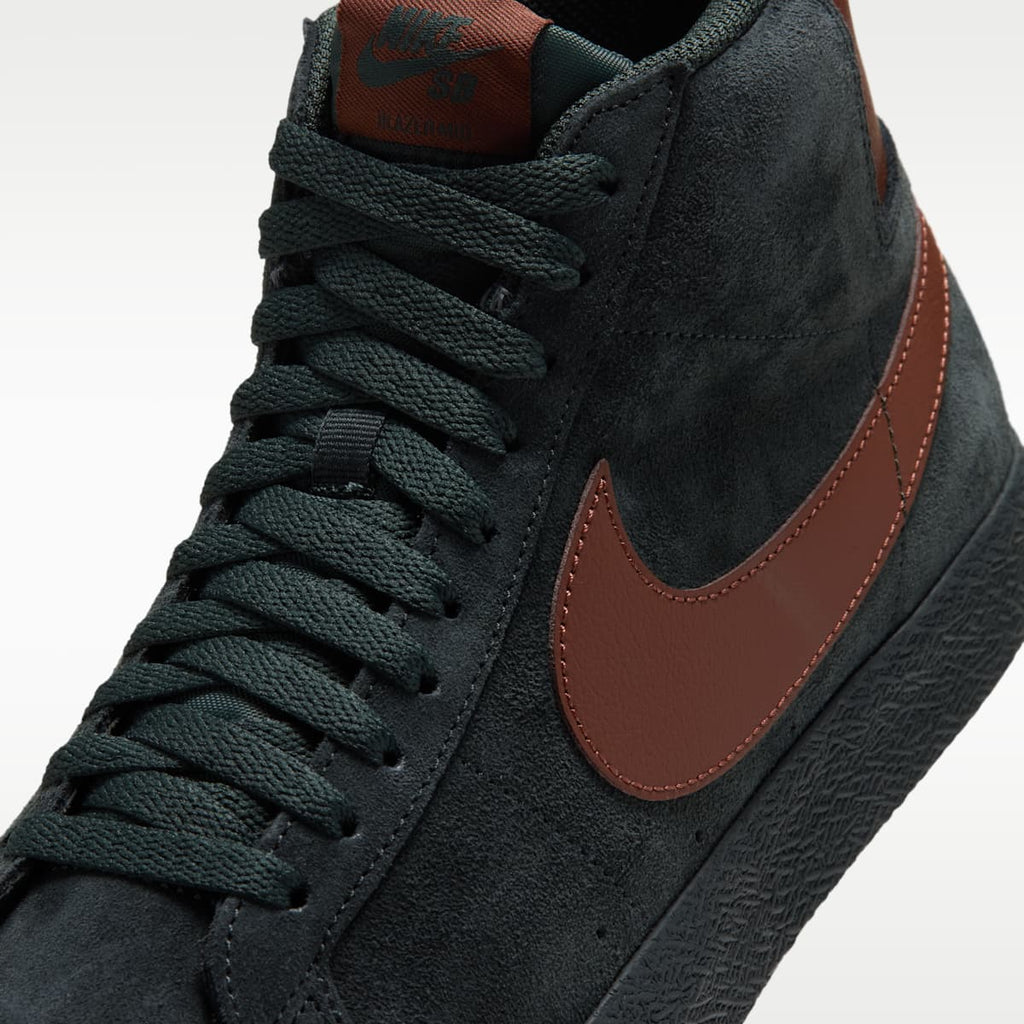 Women's Nike SB Zoom Blazer Mid Skate Shoes - Black Spruce/Black Spruce/Gum Medium Brown/Corduroy Brown