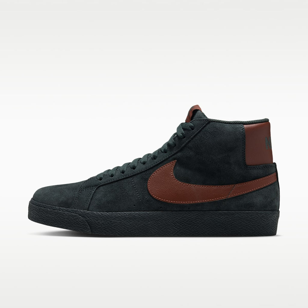 Women's Nike SB Zoom Blazer Mid Skate Shoes - Black Spruce/Black Spruce/Gum Medium Brown/Corduroy Brown