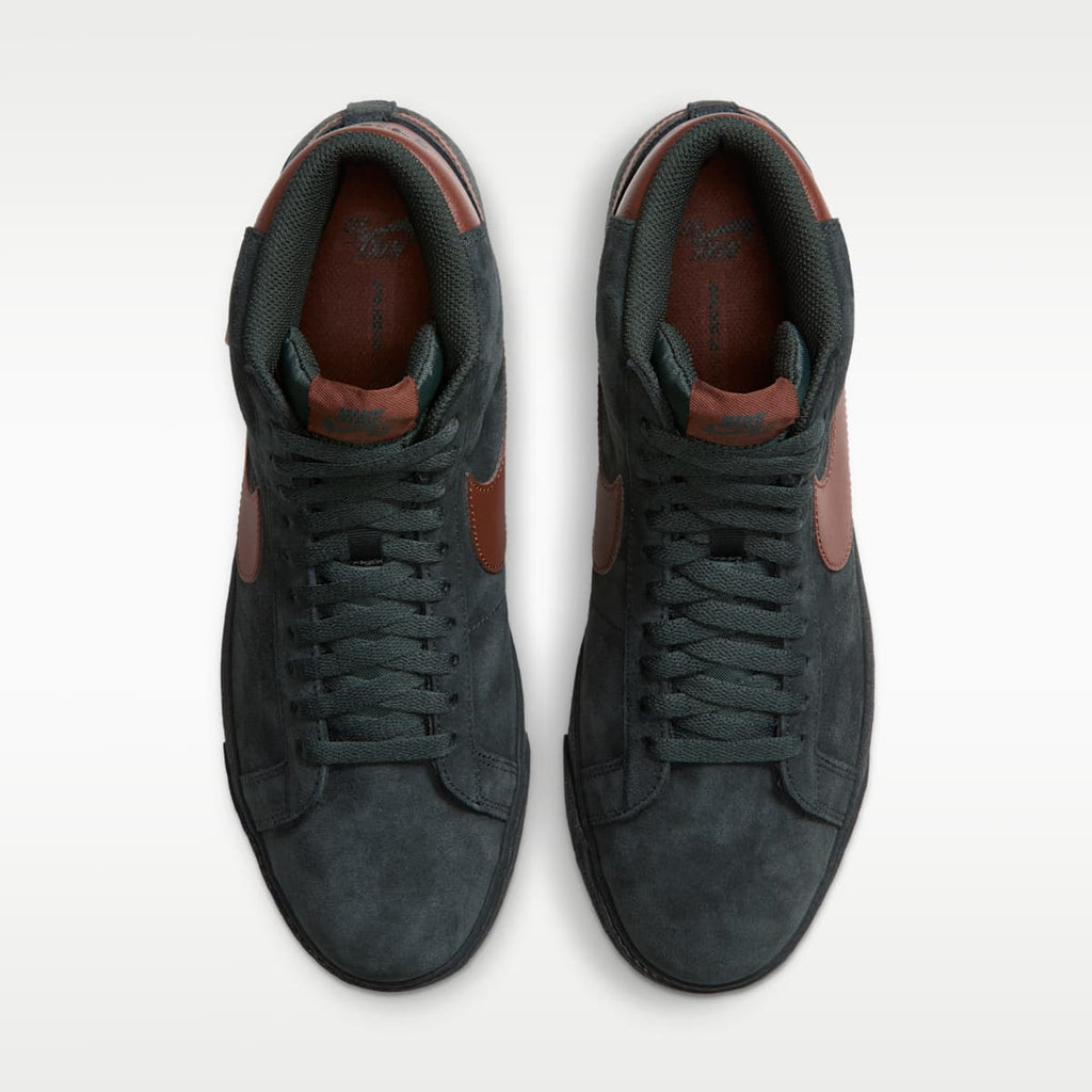 Women's Nike SB Zoom Blazer Mid Skate Shoes - Black Spruce/Black Spruce/Gum Medium Brown/Corduroy Brown