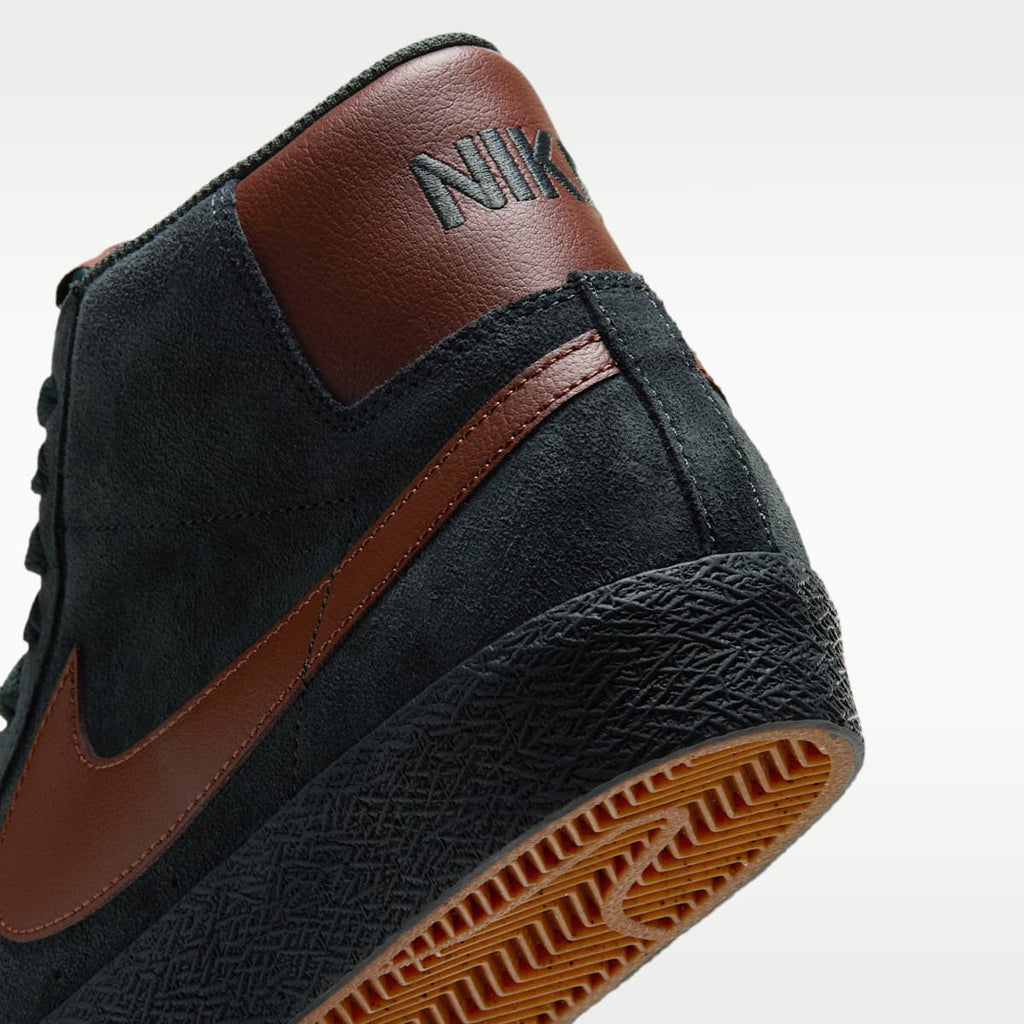 Women's Nike SB Zoom Blazer Mid Skate Shoes - Black Spruce/Black Spruce/Gum Medium Brown/Corduroy Brown