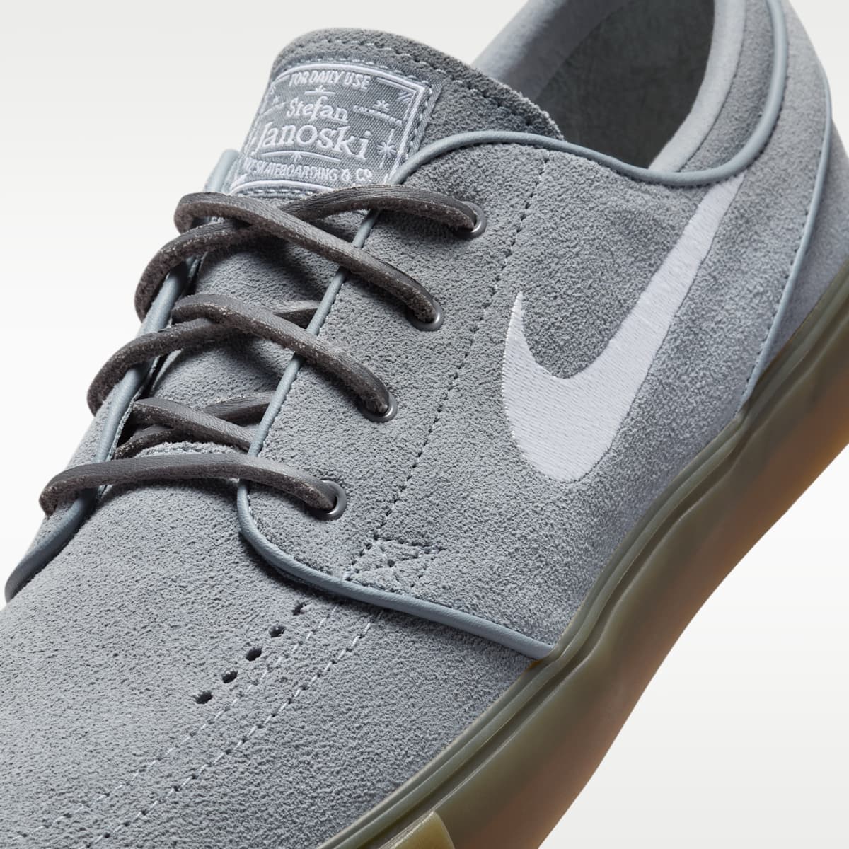 Nike SB Zoom Janoski OG+ Skate Shoes - Cool Grey/Cool Grey/Gum Light Brown/White - Image 7