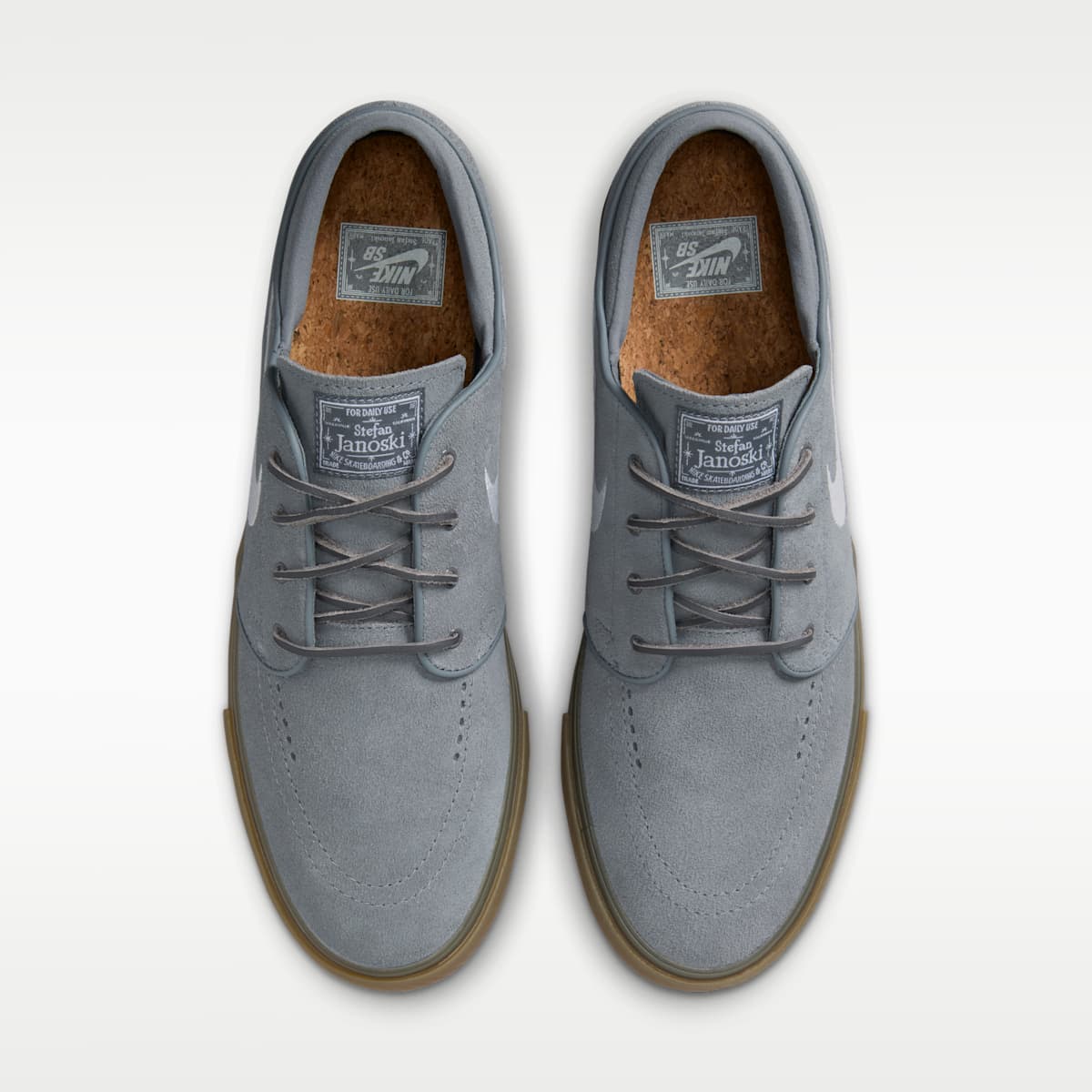Nike SB Zoom Janoski OG+ Skate Shoes - Cool Grey/Cool Grey/Gum Light Brown/White - Image 4