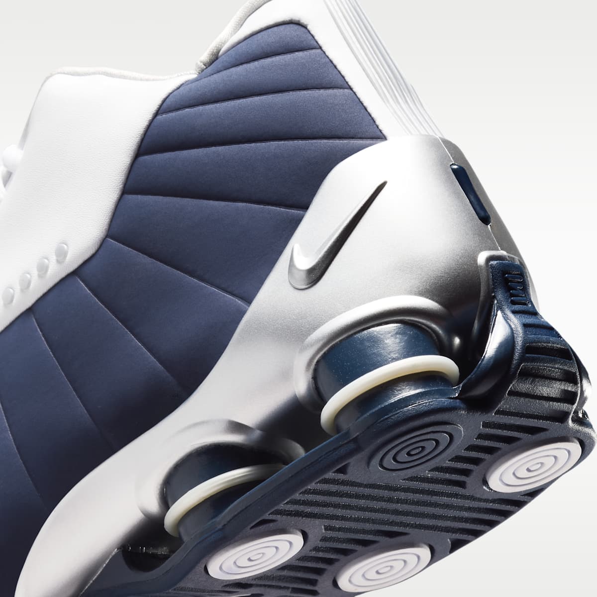 Nike Shox BB4 Men's Shoes - White/Metallic Silver/Midnight Navy - Image 8