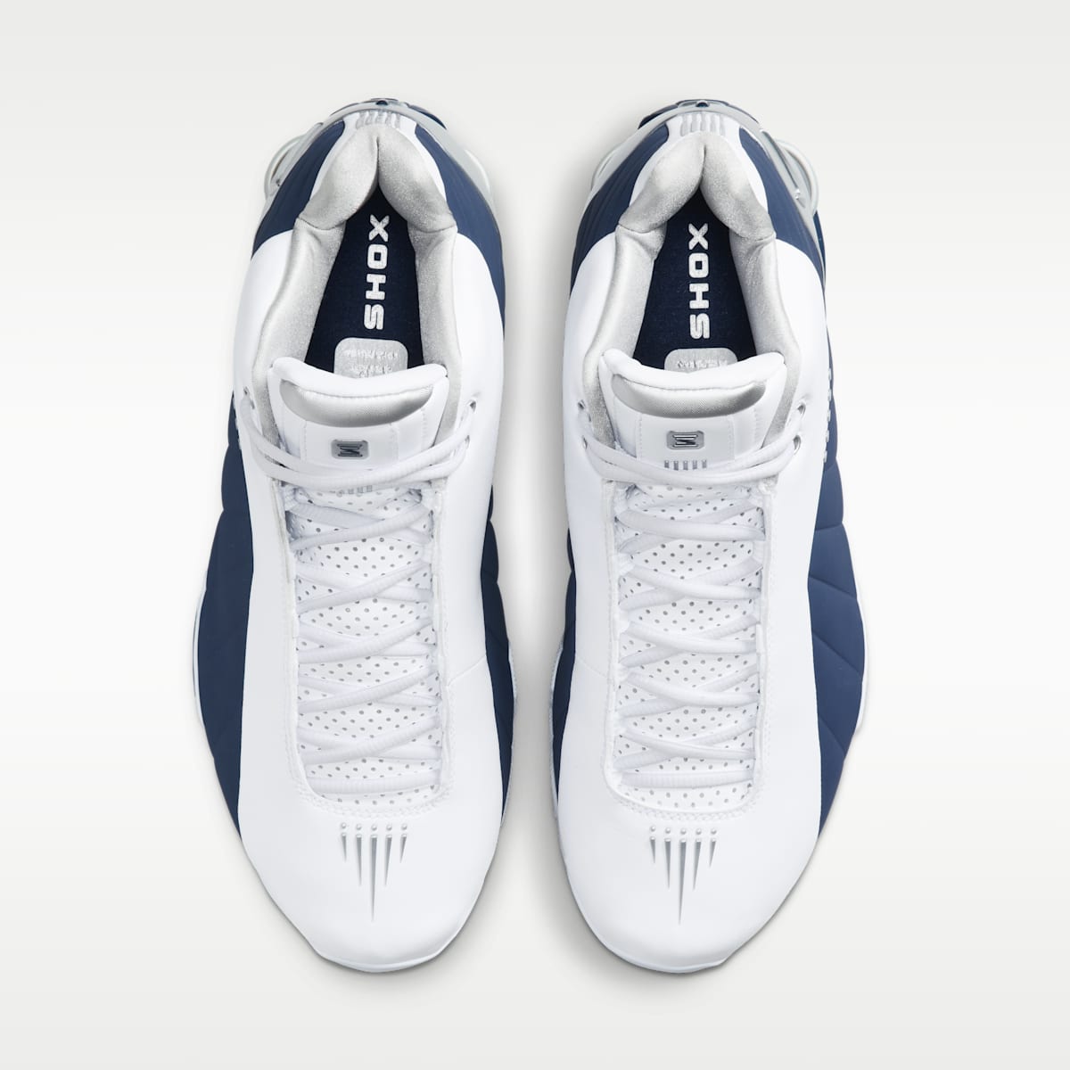 Nike Shox BB4 Men's Shoes - White/Metallic Silver/Midnight Navy - Image 4