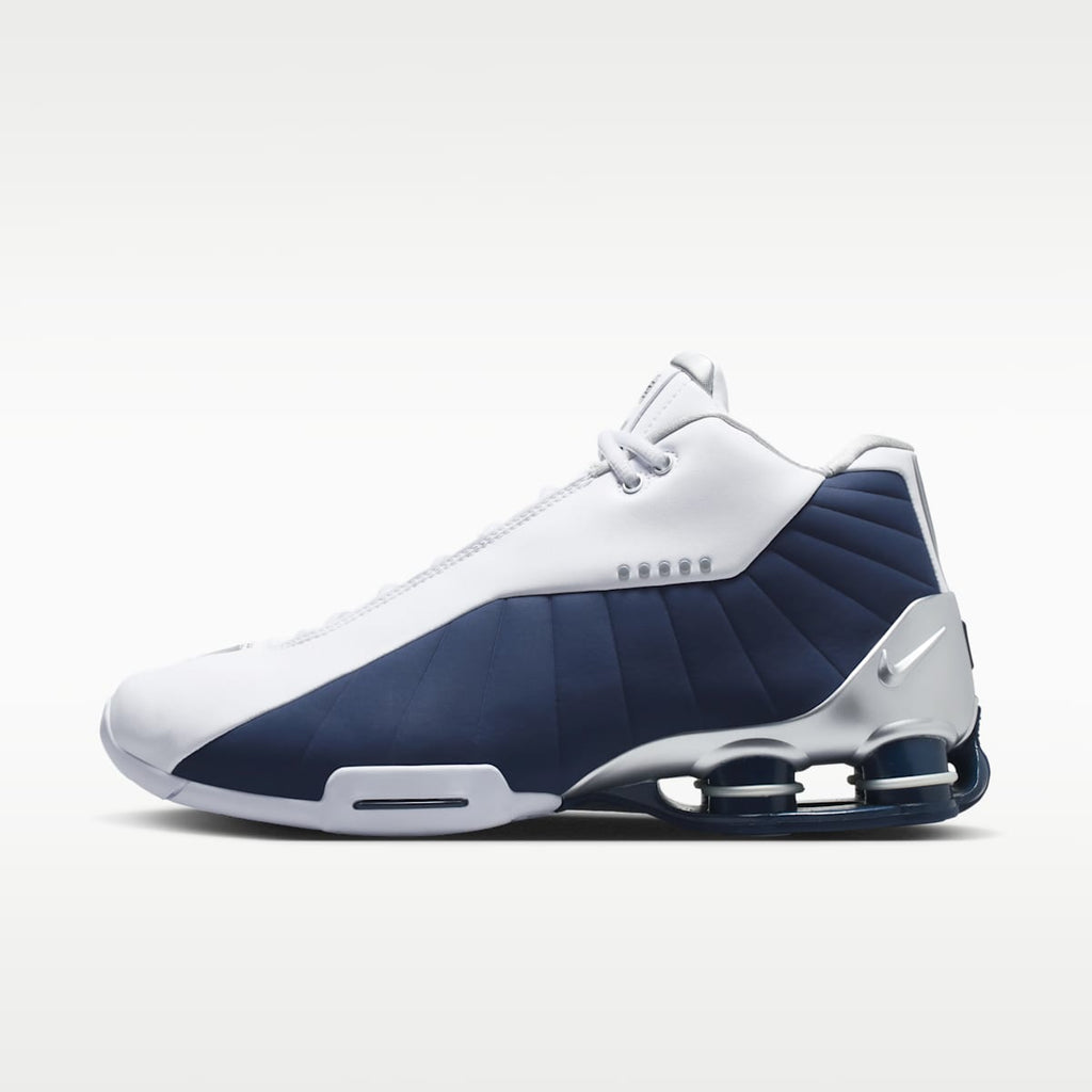 Nike Shox BB4 Men's Shoes - White/Metallic Silver/Midnight Navy - Image 1