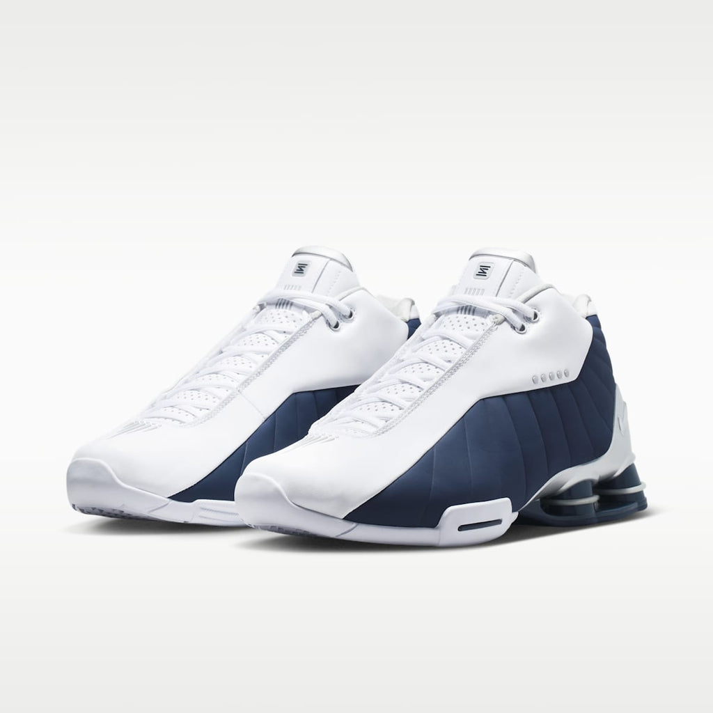 Nike Shox BB4 Men's Shoes - White/Metallic Silver/Midnight Navy - Image 5