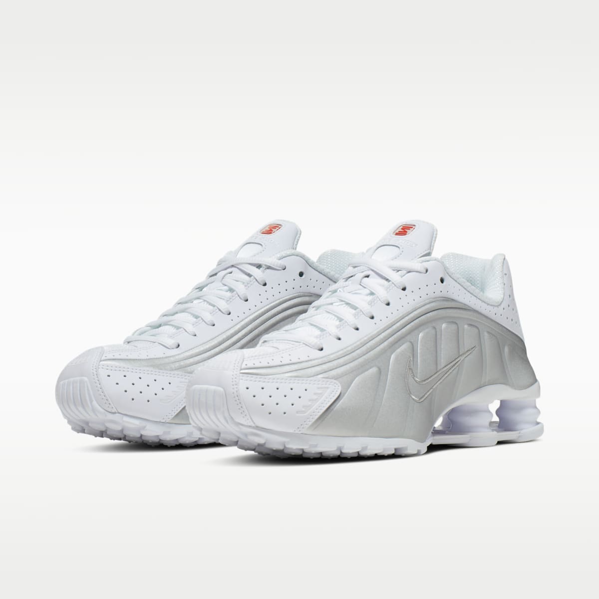 Nike Shox R4 Women's Shoes - White/Metallic Silver/Max Orange/White