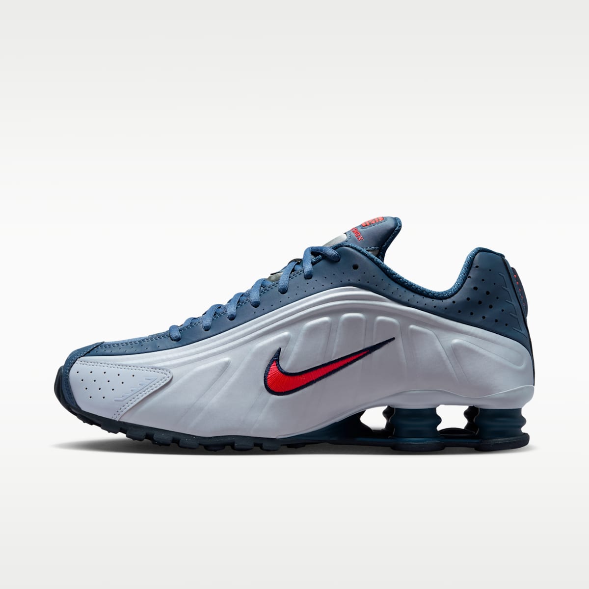 Nike Shox R4 Men's Shoes - Football Grey/New Slate/Blue Eclipse/Bright Crimson - Image 1