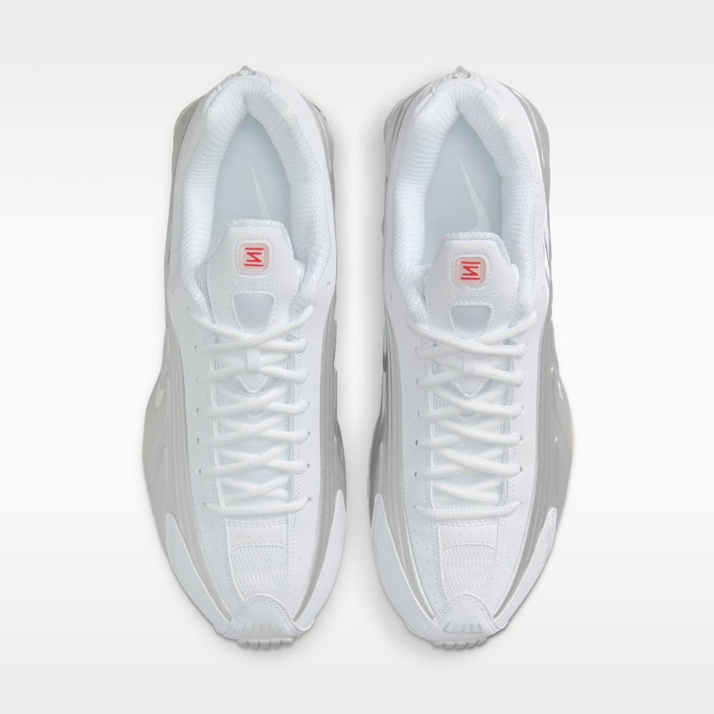 Nike Shox R4 Men's Shoes - White/White/Bright Crimson/Metallic Silver - Image 4