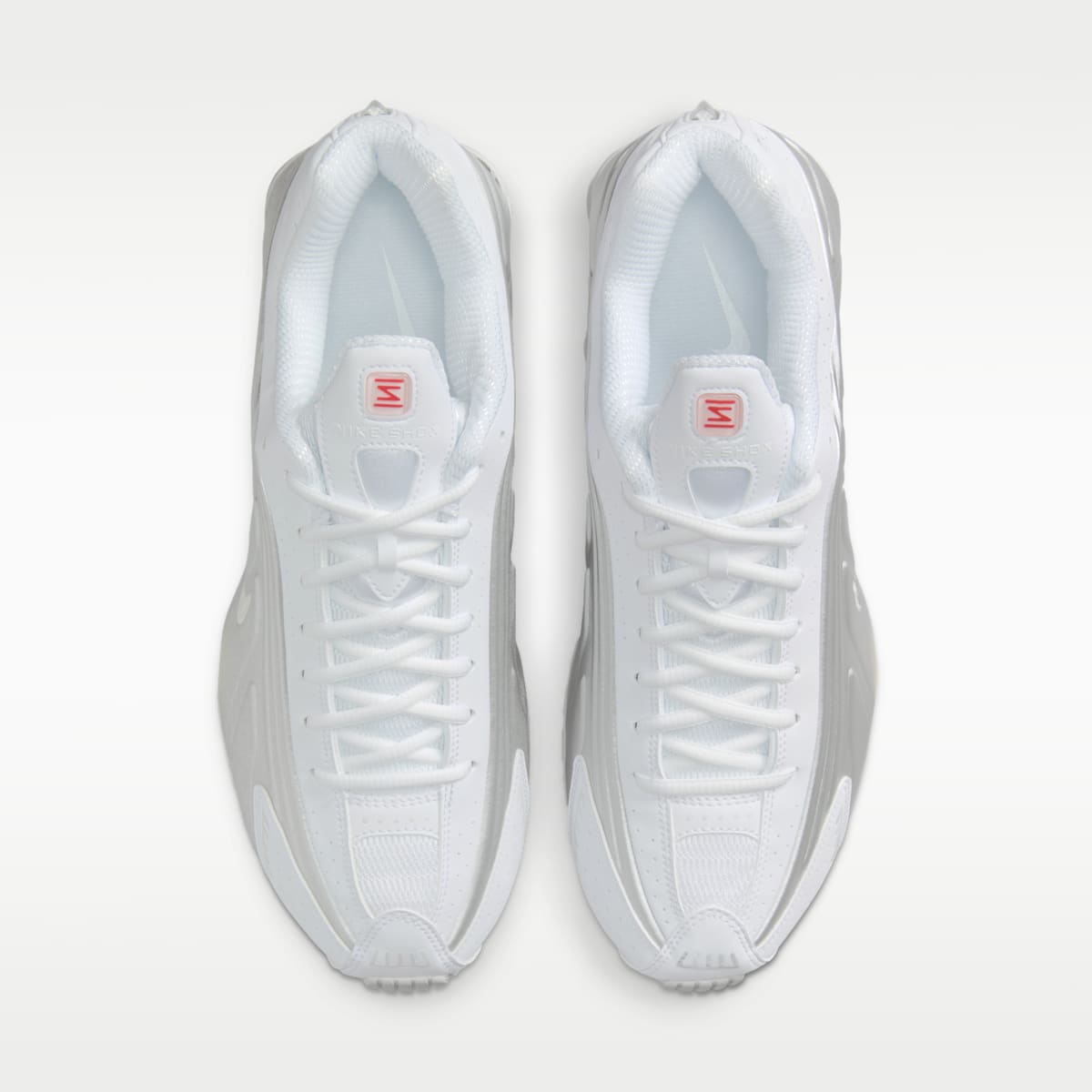 Nike Shox R4 Men's Shoes - White/White/Bright Crimson/Metallic Silver - Image 4