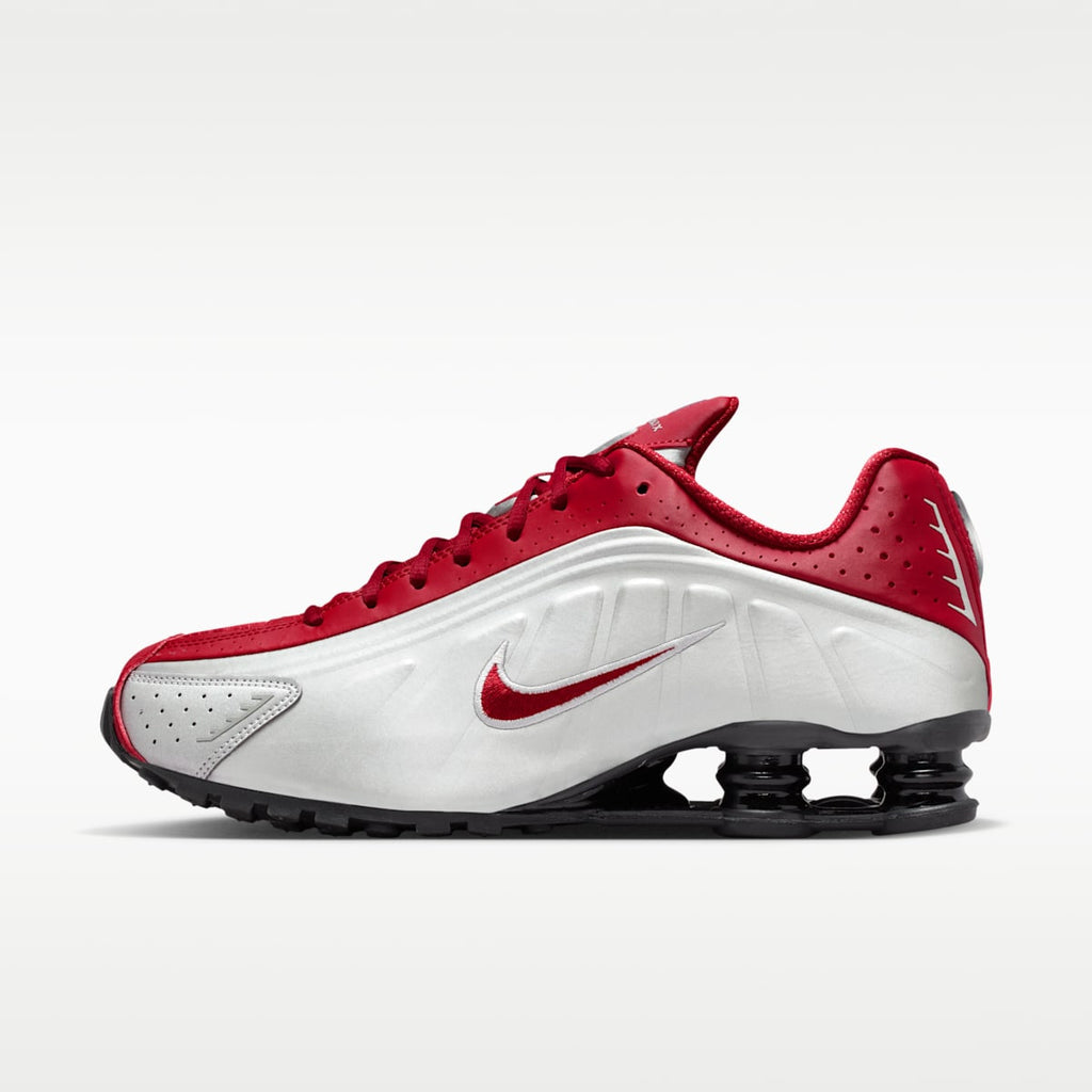 Nike Shox R4 Men's Shoes - Metallic Silver/Black/Team Crimson - Image 1