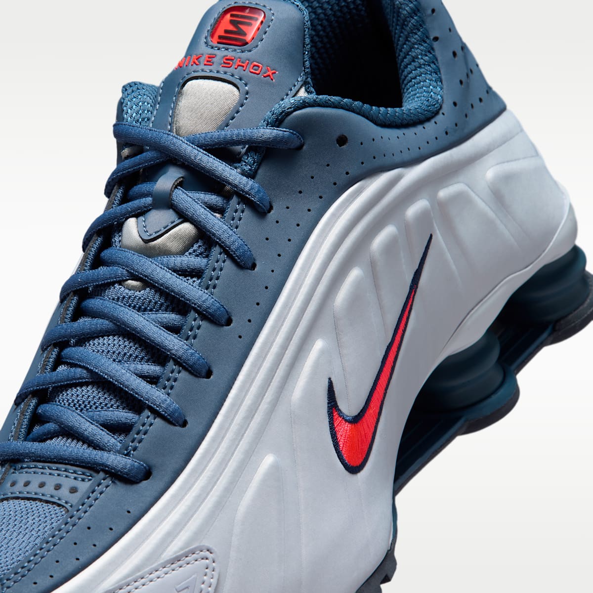 Nike Shox R4 Men's Shoes - Football Grey/New Slate/Blue Eclipse/Bright Crimson - Image 7