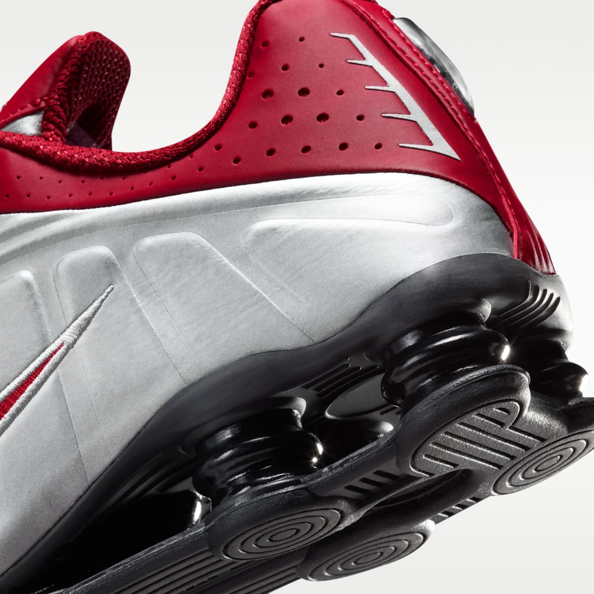 Nike Shox R4 Men's Shoes - Metallic Silver/Black/Team Crimson - Image 8