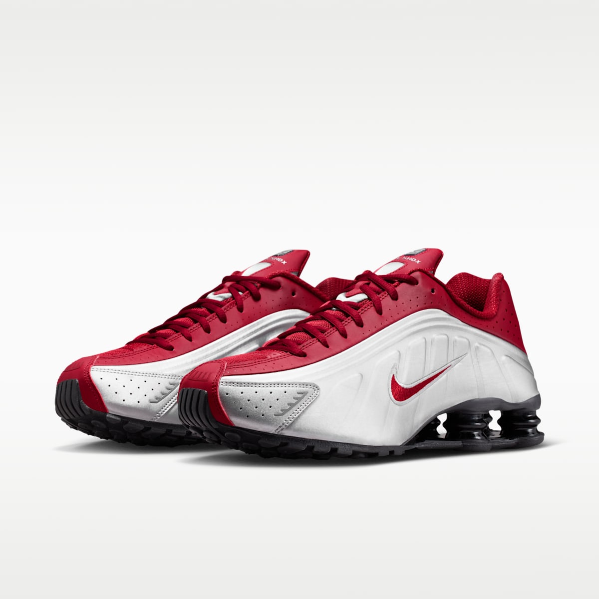 Nike Shox R4 Men's Shoes - Metallic Silver/Black/Team Crimson - Image 5