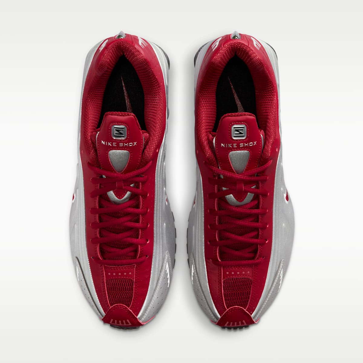 Nike Shox R4 Men's Shoes - Metallic Silver/Black/Team Crimson - Image 4