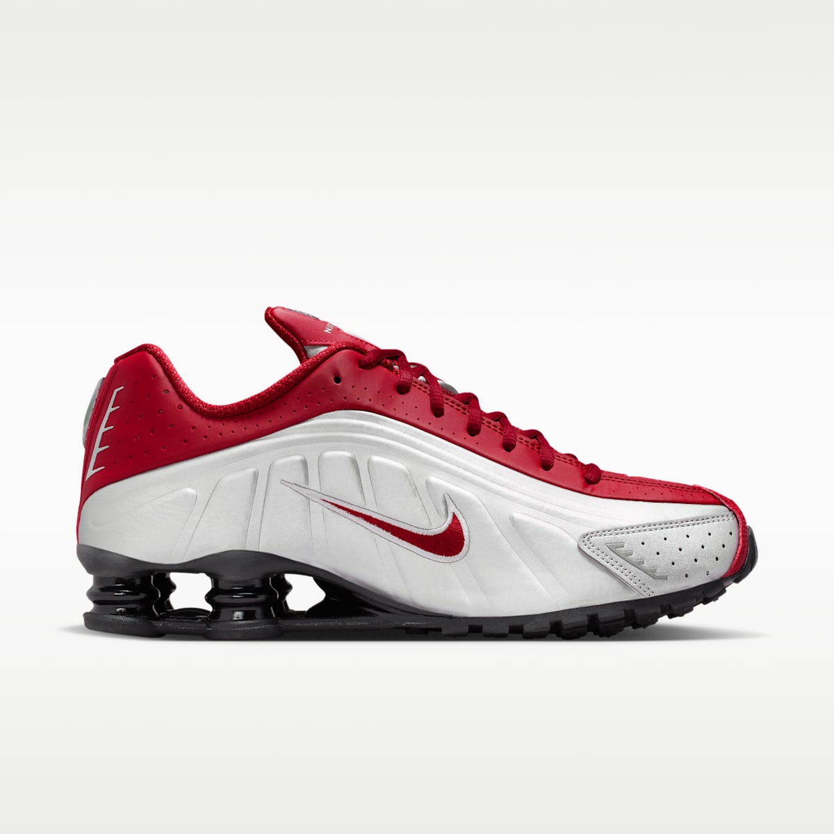 Nike Shox R4 Men's Shoes - Metallic Silver/Black/Team Crimson - Image 3