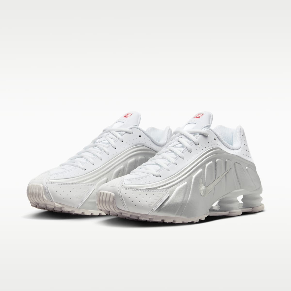 Nike Shox R4 Men's Shoes - White/White/Bright Crimson/Metallic Silver - Image 5