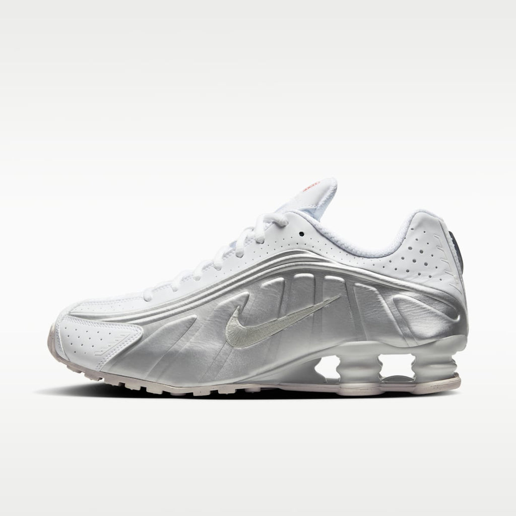 Nike Shox R4 Men's Shoes - White/White/Bright Crimson/Metallic Silver - Image 1