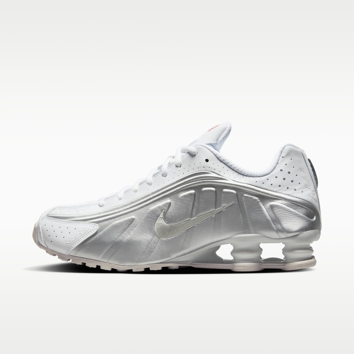 Nike Shox R4 Men's Shoes - White/White/Bright Crimson/Metallic Silver - Image 1
