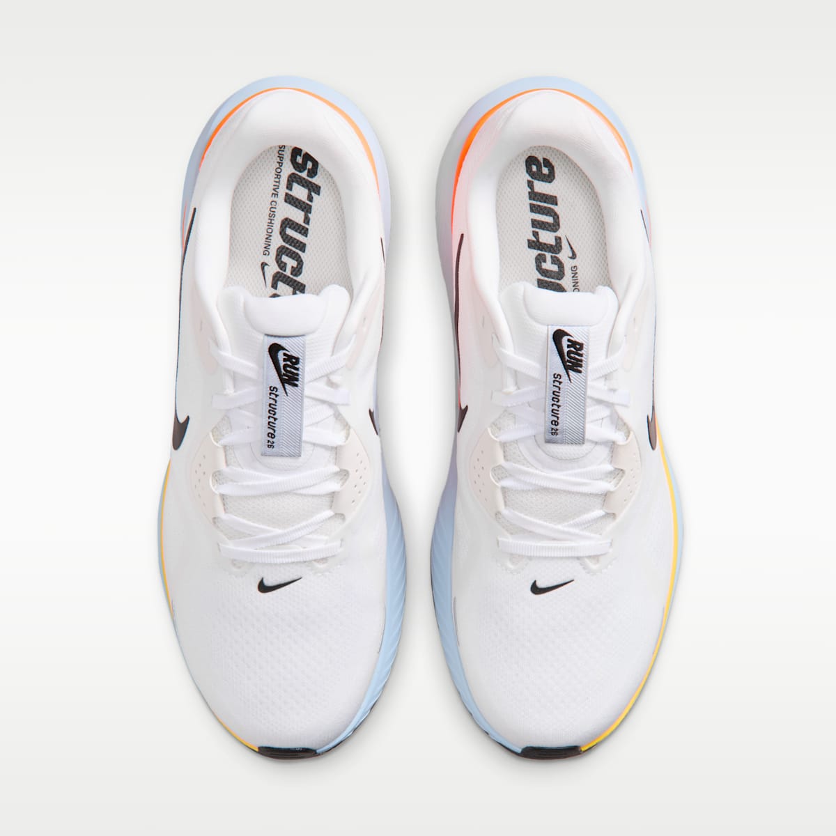 Nike Structure 26 Men's Road Running Shoes - White/Hydrogen Blue/Total Orange/Black - Image 4