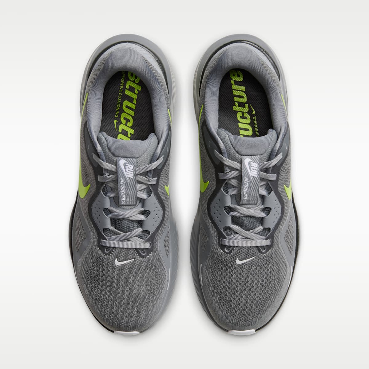 Nike Structure 26 Men's Road Running Shoes - Cool Grey/Dark Smoke Grey/White/Lemon Venom - Image 4