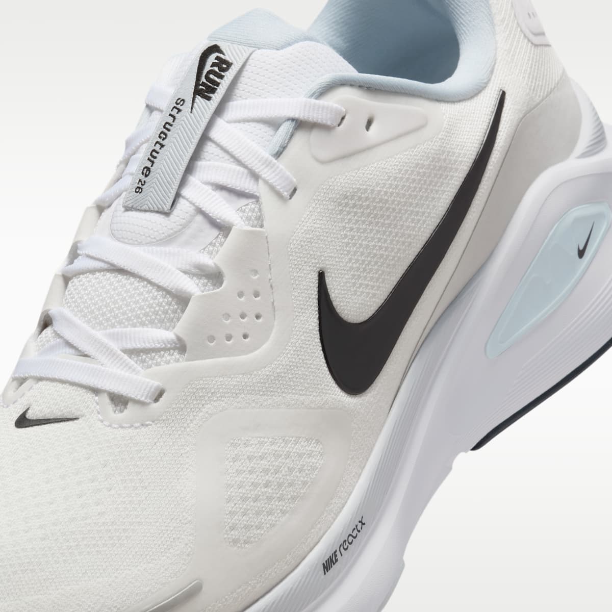 Nike Structure 26 Men's Road Running Shoes - White/Pure Platinum/Barely Volt/Black - Image 7